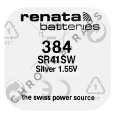 Renata 384 / SR41SW Swiss Made Silver Oxide Watch Battery