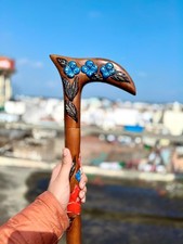 Design wooden hand carved walking stick for men women walking cane handmade