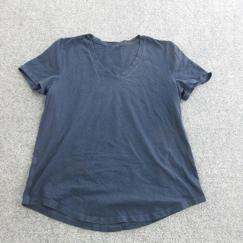 Lululemon Athletica Shirt Womens 6 Blue V Neck Short Sleeve Jersey Basic Top