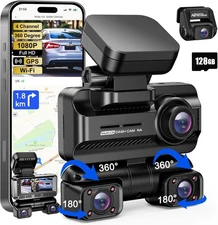 4K Dash Cam Front and Rear Dual Dash Camera WIFI & GPS With 128GB SD Card