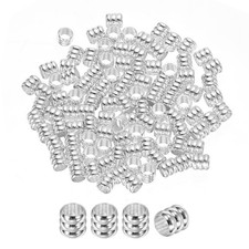 100 Pcs 3 mm Column Spacer Beads for Bracelet Necklace, Silver