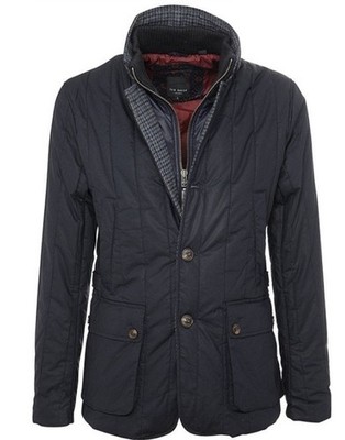 TED BAKERKEREED VERTICAL QUILTED JACKET IN NAVY Sz 6 Adult Large City Lifestyle