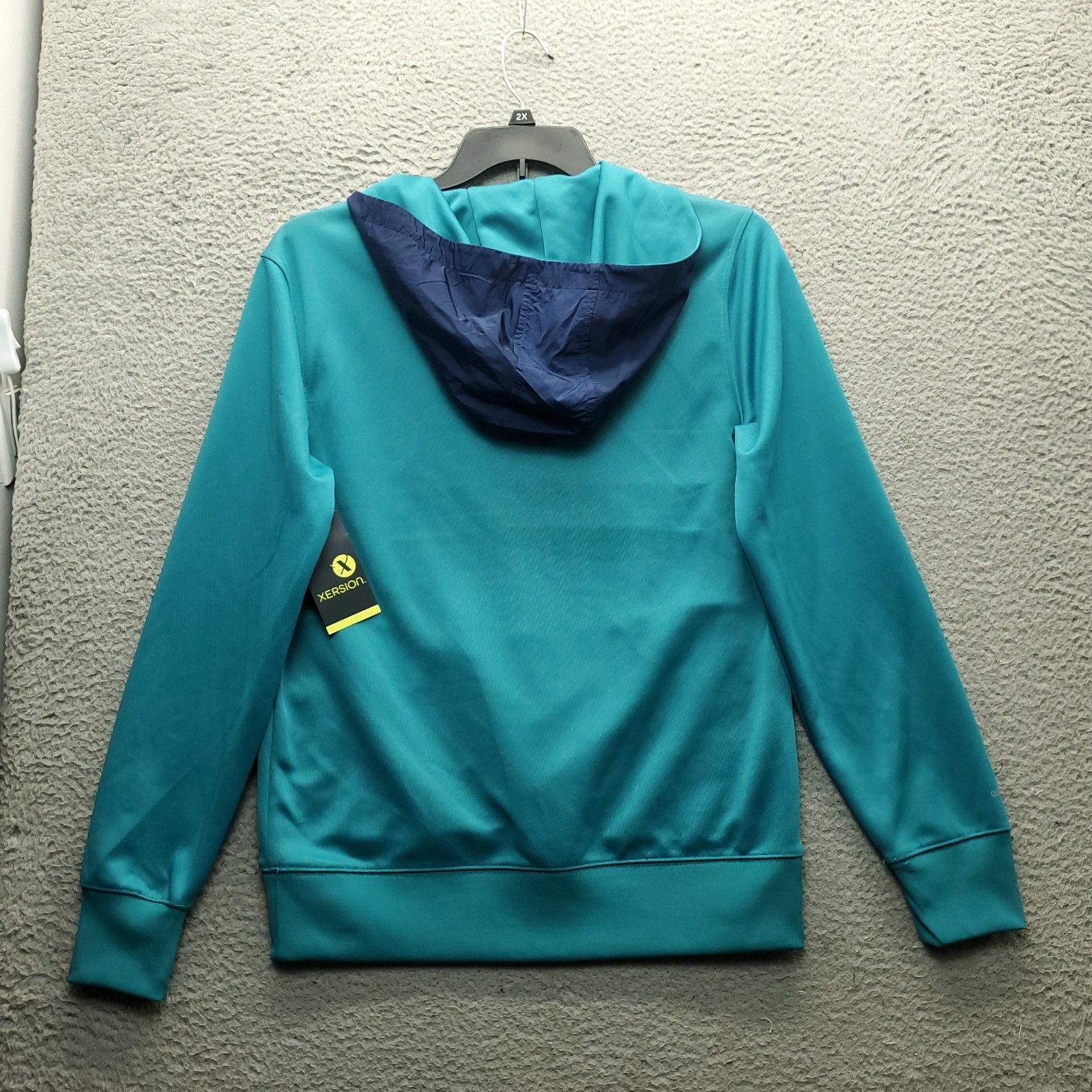 Xersion Track Jacket Mens Small Multi Raglan Sleeve Stretch Hooded Quarter Zip thumbnail 2