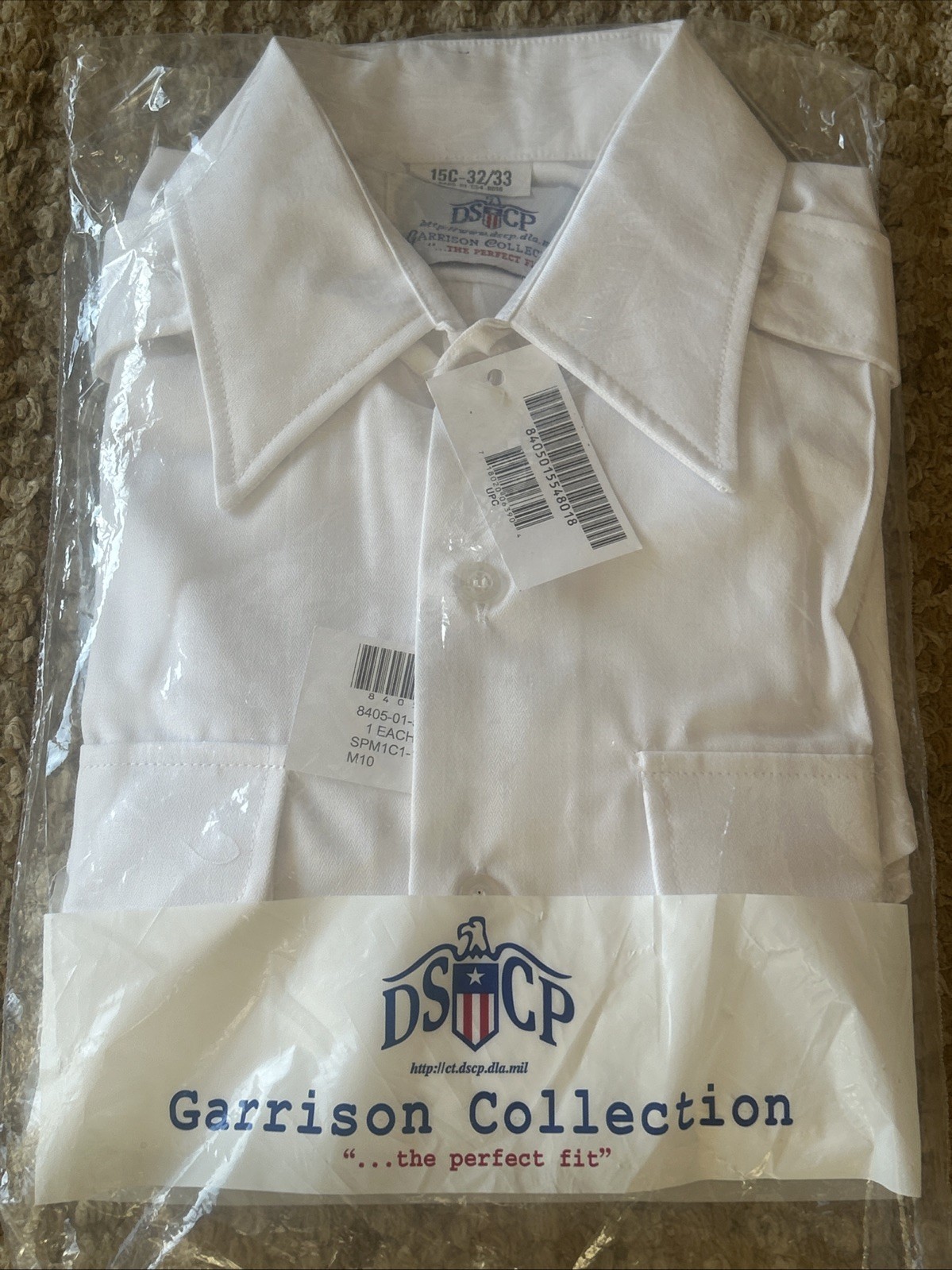 U S Military DSCP Garrison Men's White Long Sleeve Shirt Size 15C - 32/33