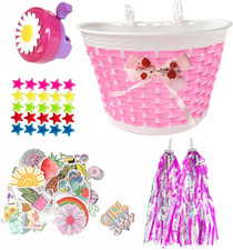 Kids Bike Decorations Accessories,Bicycle Scooter Basket, Children Bicycle Bell,