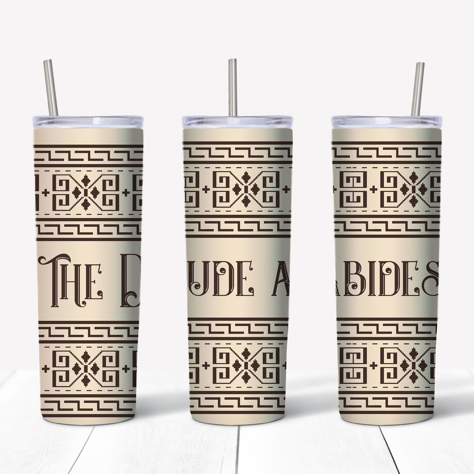 Big Lebowski Dude Abides Sublimation 20oz Skinny Tumbler Cardigan