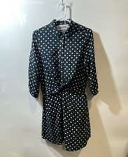 Zara Womens Blue White Polka Dot 3/4 Sleeve Button Front Shirt Dress Size Medium