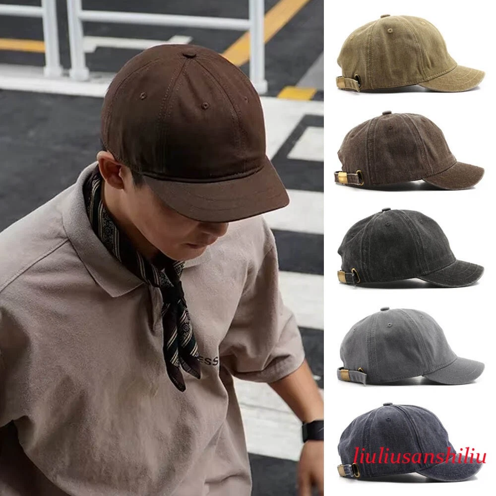 Casual Snapback Hat Outdoor Sun Visor Hat Washed Cotton Short Brim Baseball Cap
