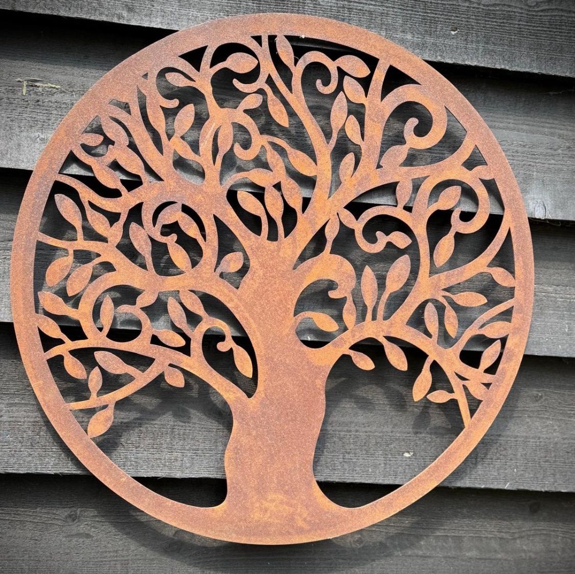 TREE OF LIFE Sign , Rusty Metal Garden Ornament , Wall Of Fence Decoration Art