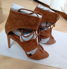 ZARA Stiletto/Sandalette Suede  cognac/Braun Größe 38