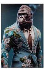 Wandbild Gorilla im Anzug mit Zigarre 2 60x90cm auf Leinwand Formano
