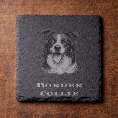 Custom Border Collie Slate Coasters Set of 4 | Personalized Dog Gift