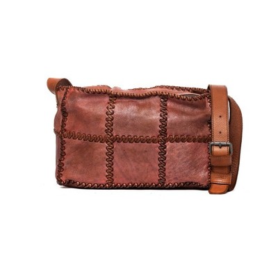 Handtasche Echt Leder Handarbeit mit Schultergurt Damen Cognac Vintage Optik