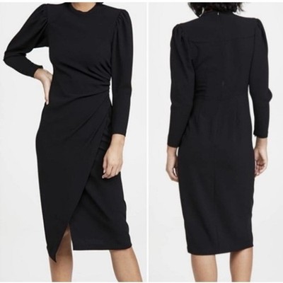 A.L.C. ALC Meline $625 Black Puff Sleeve Midi Dress 12