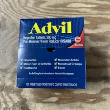 ADVIL TABLETS 200mg 100 Tablets 50 Packets Of 2 - Exp 09/2026