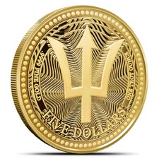 2025 1 oz Barbados Gold Trident Coin (BU) 4522.76 per troy oz