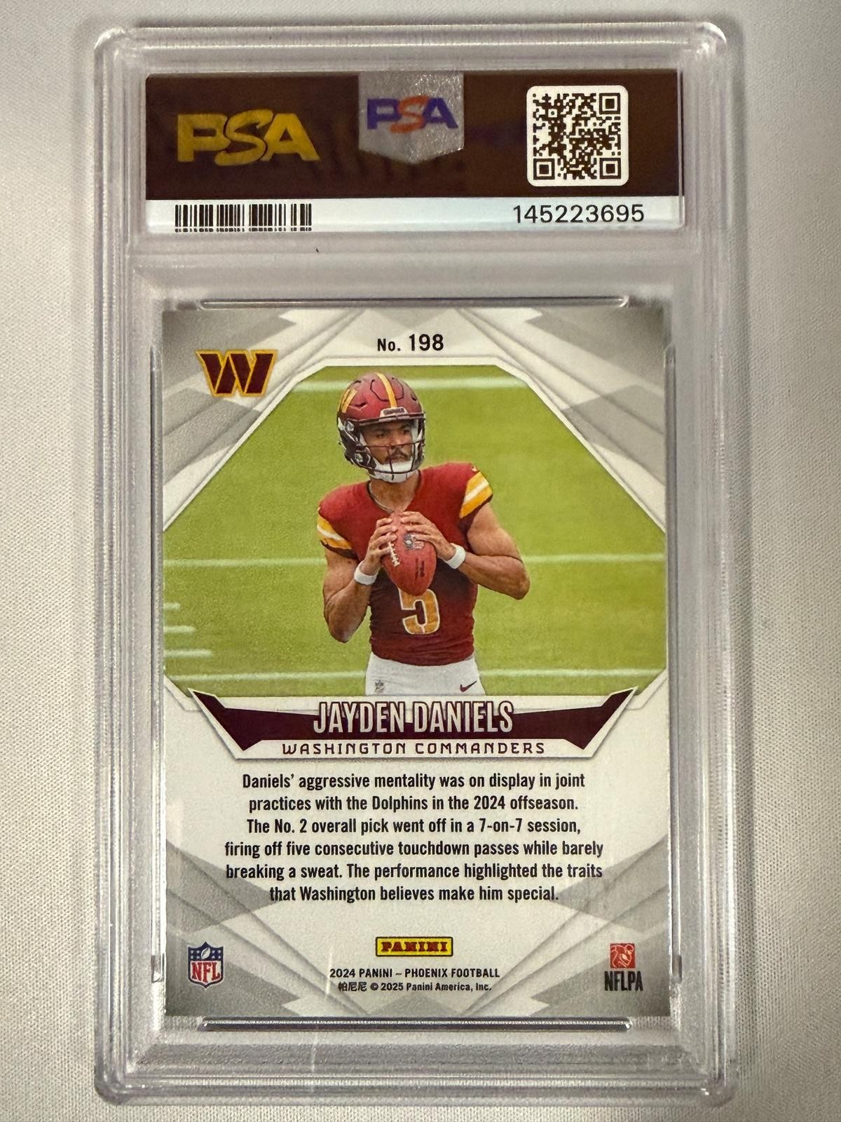 2024 Panini Phoenix #198 Jayden Daniels PSA 10 view 2