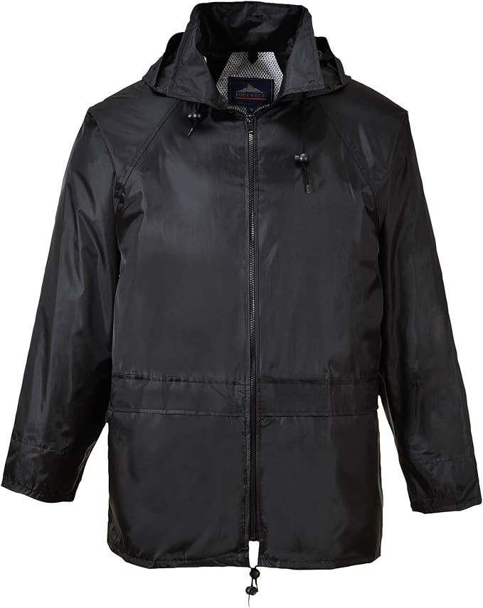 Portwest S440 Men's Waterproof Rain Jacket - Lightweight Durable Hooded Weather