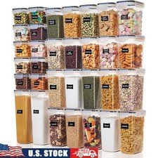 Airtight Kitchen Storage Containers Set W/ Labels Organization & Freshness New