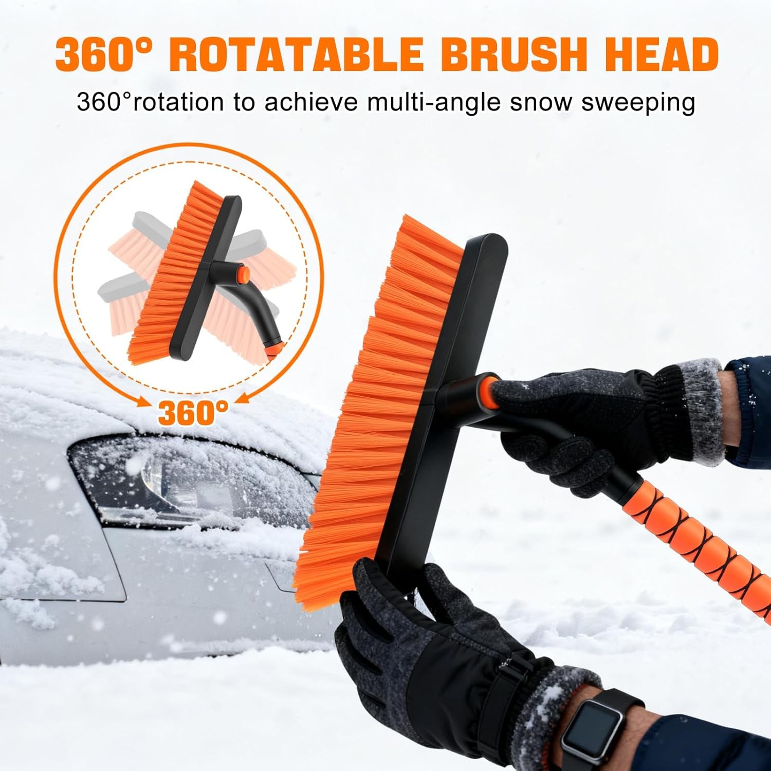 nacena Snow Brush and Ice Scrapers for Car Windshield, Detachable Snow Remover f