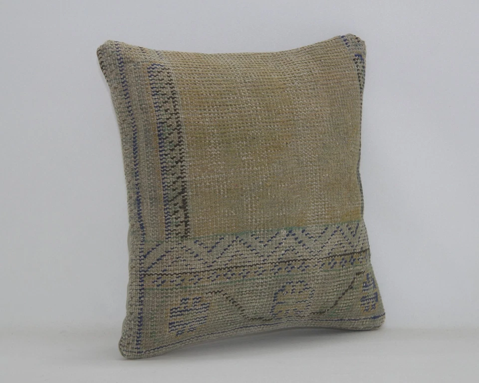 Vintage Turkish Kilim Pillow Cover 18x18” | Handwoven Wool Boho Cushion - Image 2 of 4