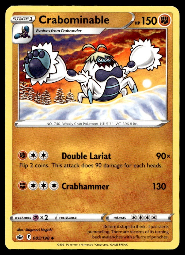 Crabominable 85/198 Pokemon Card Chilling Reign Uncommon 150 HP LP TO