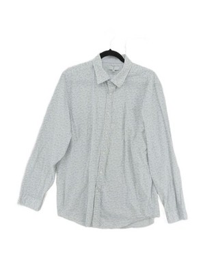 Jasper Conran Men's Shirt L White Floral 100% Cotton Basic