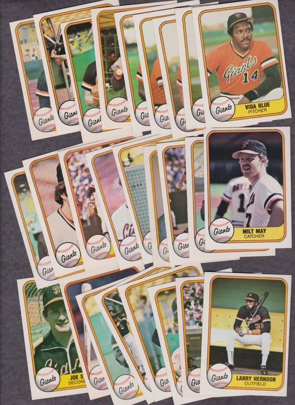 1981 Fleer Baseball Card Lot of 26 Different San Francisco Giants NM Avg Vintage