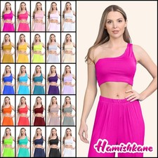 New Womens Ladies Plain Sleeveless Sports Bra Bralet One Shoulder Vest Crop Top