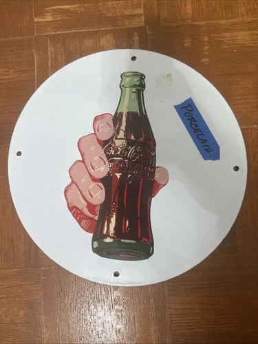 Rare Vintage Porcelain White Coca-Cola Sign, excellent condition-12 In