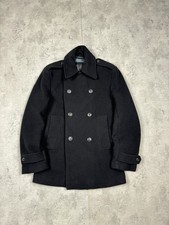 Vintage Polo Ralph Lauren Double Breasted Wool Black Coat Size S
