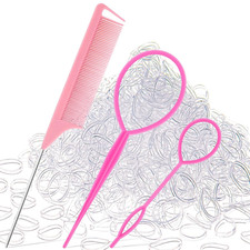 1000 Pcs Hair Rubber Bands Small Elastics for Girls Women Pink with Tools