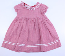 VTG Dress Red White Gingham Hand Made by Great Grandma Toddler 2T Infant