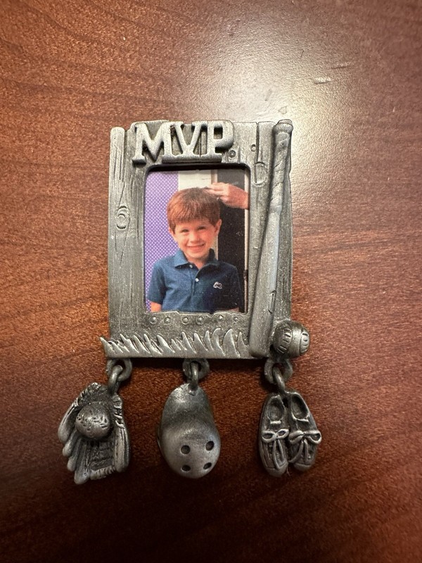 Pewter Colored Decorative Sports Baseball Theme Pin That Holds A 1x0.75 Inch Pin