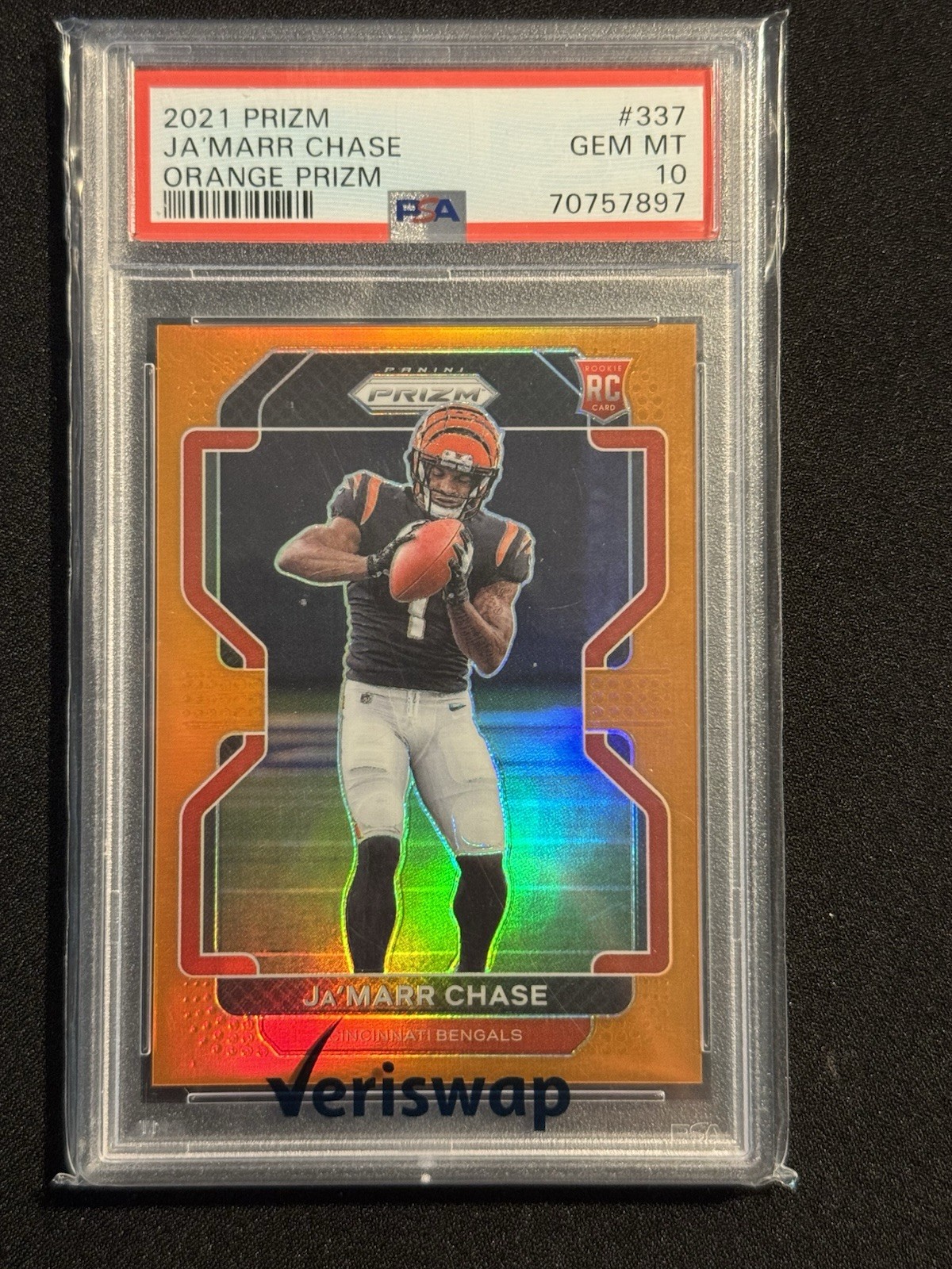 2021 Ja’marr Chase Panini Prizm Orange /249 PSA 10 - COLOR MATCH - POP 15🔥🔥🔥