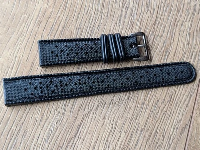 Vintage 1960/70's Fully Pliable 19 mm Black TROPIC Strap w/'ACIER INOX' Buckle - Photo 1/4