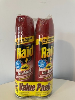 2 Pack Raid  Ant & Roach Killer 26, Fragrance-Free Bug Spray, 17.5 fl. oz.