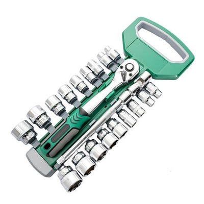 20pcs 3/8'' 72-Tooth Drive Ratchet Socket Wrench Tool for Multi-Function Projects
