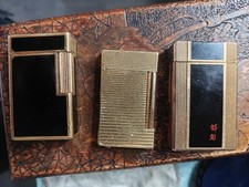 S.T. Dupont Paris Lot de 3 briquets Plaqué Or & laqué noir