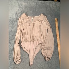 Free people intimately Long Sleeve blouse Bodysuit tan small