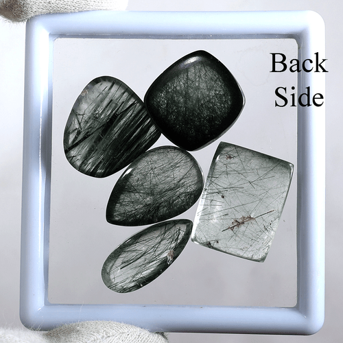 Forest Needles~ 5 PC Natural Green Rutile Quartz 17mm-20mm Cabochon Gemstone Lot - Picture 11 of 13