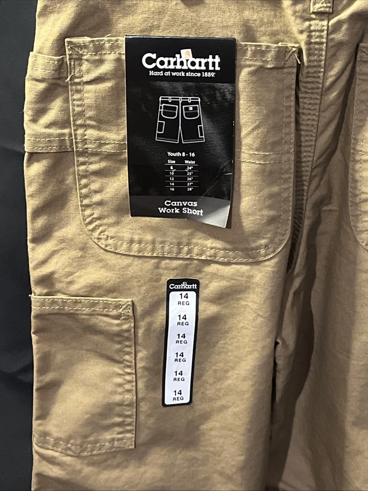 ¡NUEVO CON ETIQUETAS! Pantalones Cortos de Trabajo Carhartt Niños Talla 14 Reg Juvenil Y2K Vintage Lona Carga. ¡Nuevo! Foto 2 de 4