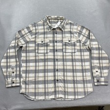 J Crew Shirt Mens 2XL Gray Seaboard Soft Knit Plaid Flannel Heavyweight