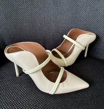 Malone Souliers Maureen Beige Leather Pointed Toe Mules Heels Size 35/ US 5