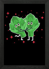 Cute Artichoke Couple Framed Wall Art Poster Canvas Print Picture