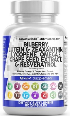 Clean Nutra Eye Vitamins with Bilberry Lutein 60 Count (Pack of 1), Natural 