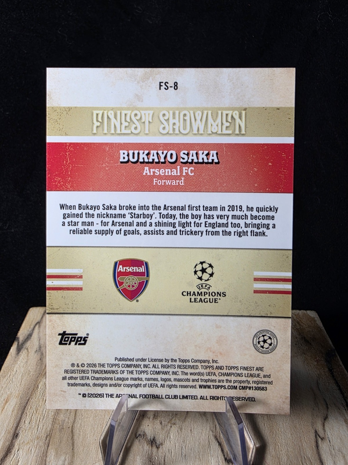 2025-26 Topps Finest UEFA Club Finest Showmen FS-8 Bukayo Saka, Arsenal FC 🔥🔥 view 2