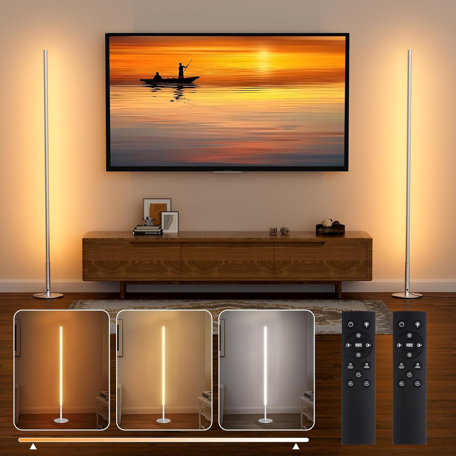Set 2 Lampade da Terra LED Moderne Soggiorno: Luce e Design Chic