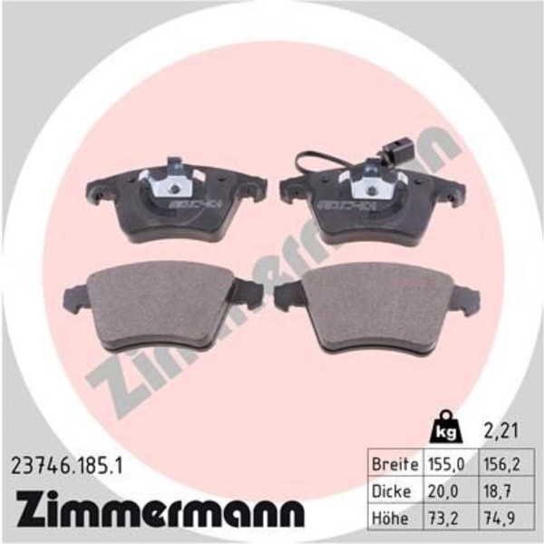 Zimmermann BremsbeläGe Bremsbelegsatz Vorne FüR VW Transporter V Bus Multivan-image
