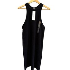NWT Calvin Klein Ribbed Racerback Mini Dress Womens Large Black Casual Stretch
